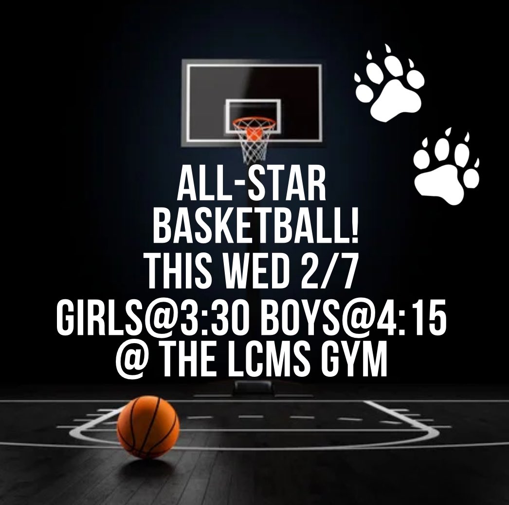 Come and cheer on our Cougars! This Wednesday in the LCMS gym! #allstarbasketball #lcms #lvusd #sportycougars