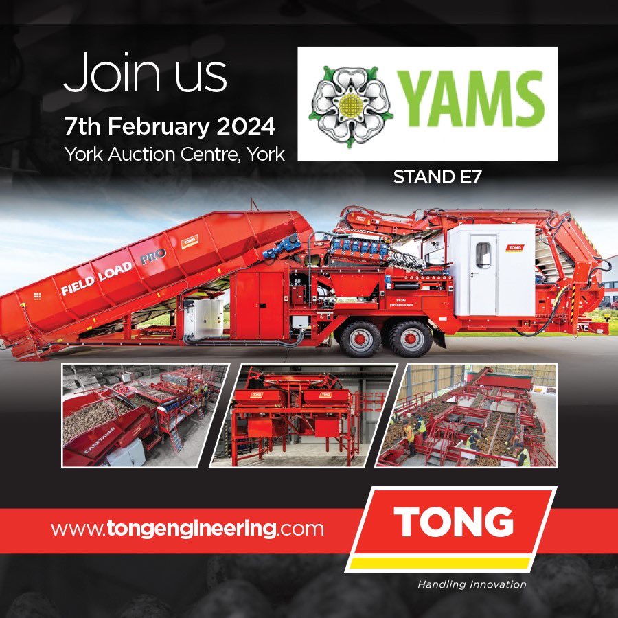 TongLtd's tweet photo. Getting ready for a busy week of events, kicking off on home soil with Yams ๐๐๐ผ
Visit team Tong tomorrow alongside Terry Johnson Ltd & Jackson Agri on stand E7 for the complete vegetable handling solution from Field to Pack ๐ง
๐ฅ๐ฅ
See you there!
#Yams
#thecompletesolution https://t.co/obXFjgel0R