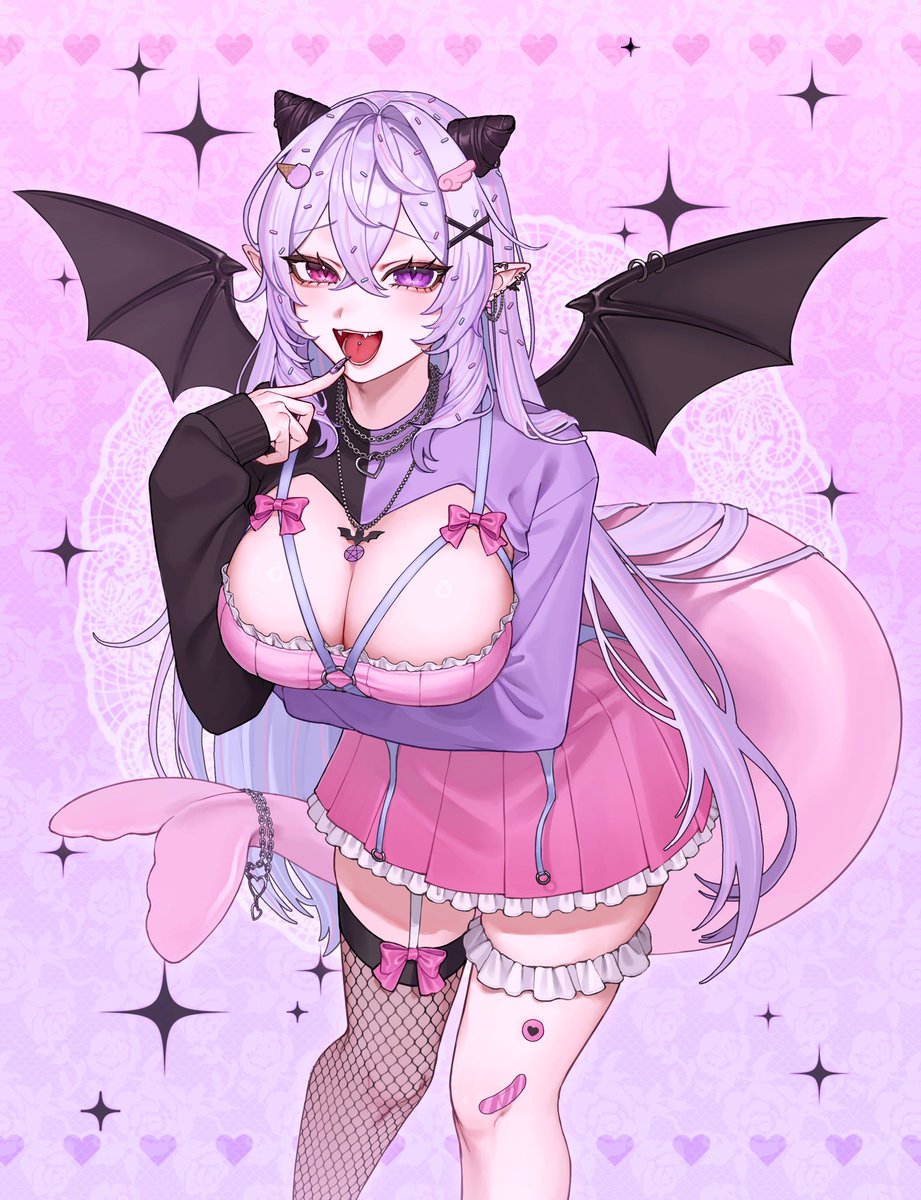 sometimes she can be nice ☺️💕 🎨 @pomichang #hershyart 🦇⛓️ #ENVtuber #vtuber