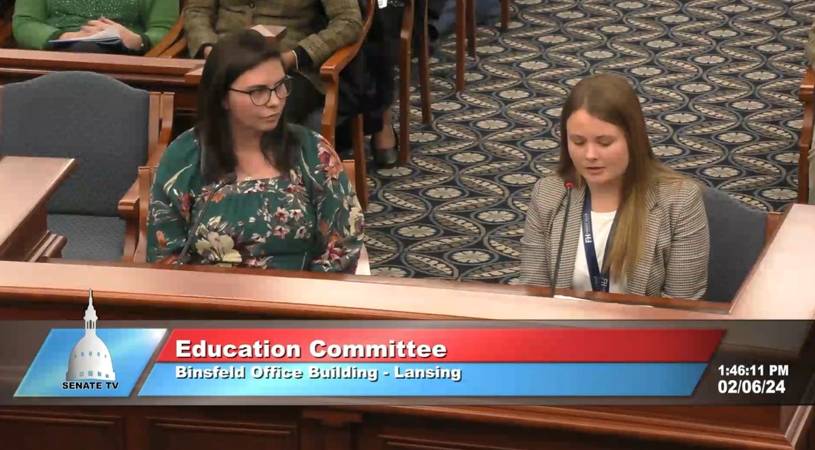 "We must pass SB 567 and 568 to give all teachers the training to help students with reading disabilities." - Shannon, a Grand Rapids teacher at the Michigan Senate Ed Committee today speaking about
<a href="/SenPolehanki/">Senator Dayna Polehanki</a> and @jeffmirwin's Literacy for All bills. #miched #miedjustice