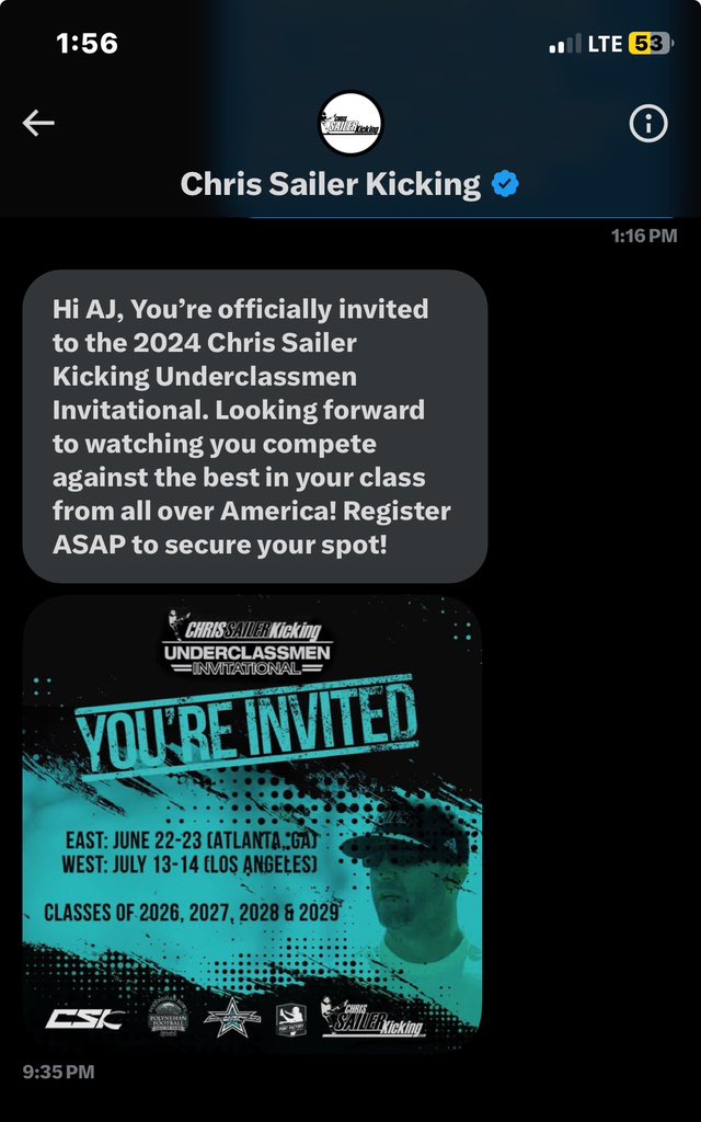 LauriaJasper's tweet photo. I will officially be once again competing at the Chris Sailer Underclassmen Invitational in Los Angeles.   Thank you @Chris_Sailer for having me back 
@Chris_Sailer https://t.co/wDAe2Qg0FA
