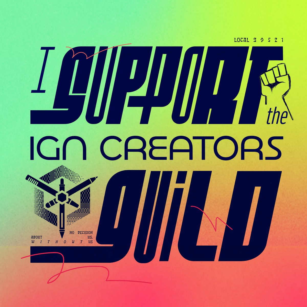 JulesRago's tweet photo. I'm ba ba ba ba ba LOVIN' this typography I made for @IGNUnion ! Support us if you can! 
No decision about us, *without* us! 🫡✨💖 https://t.co/jFqRi2iaqF