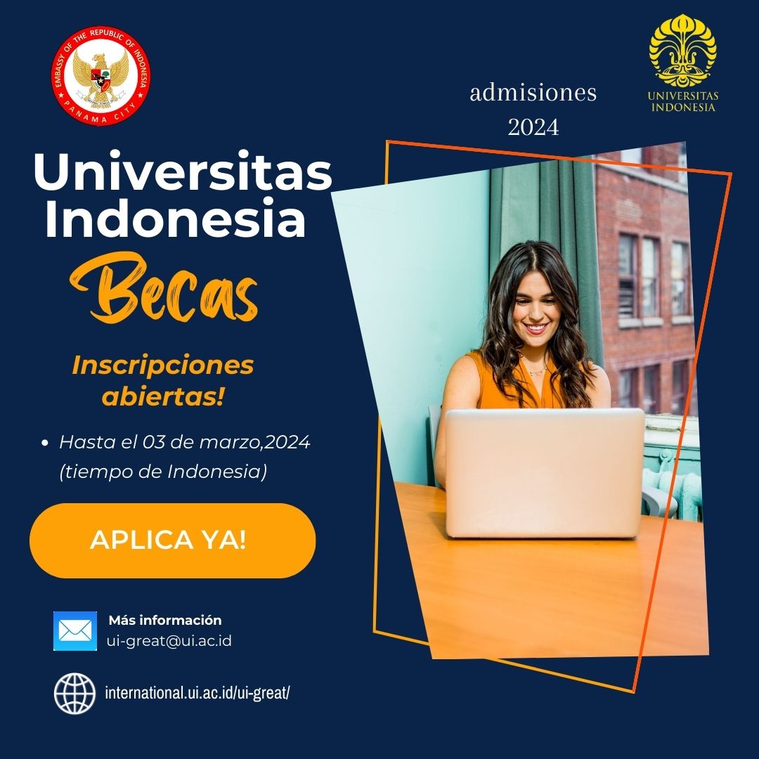 a Embajada de la República de Indonesia anuncia la apertura del PROGRAMA DE BECAS de Universitas Indonesia <a href="/univ_indonesia/">UniversitasIndonesia</a> para estudios en Indonesia. #becaindonesia #inidiplomasi #rintiskemajuan #indonesiainpty