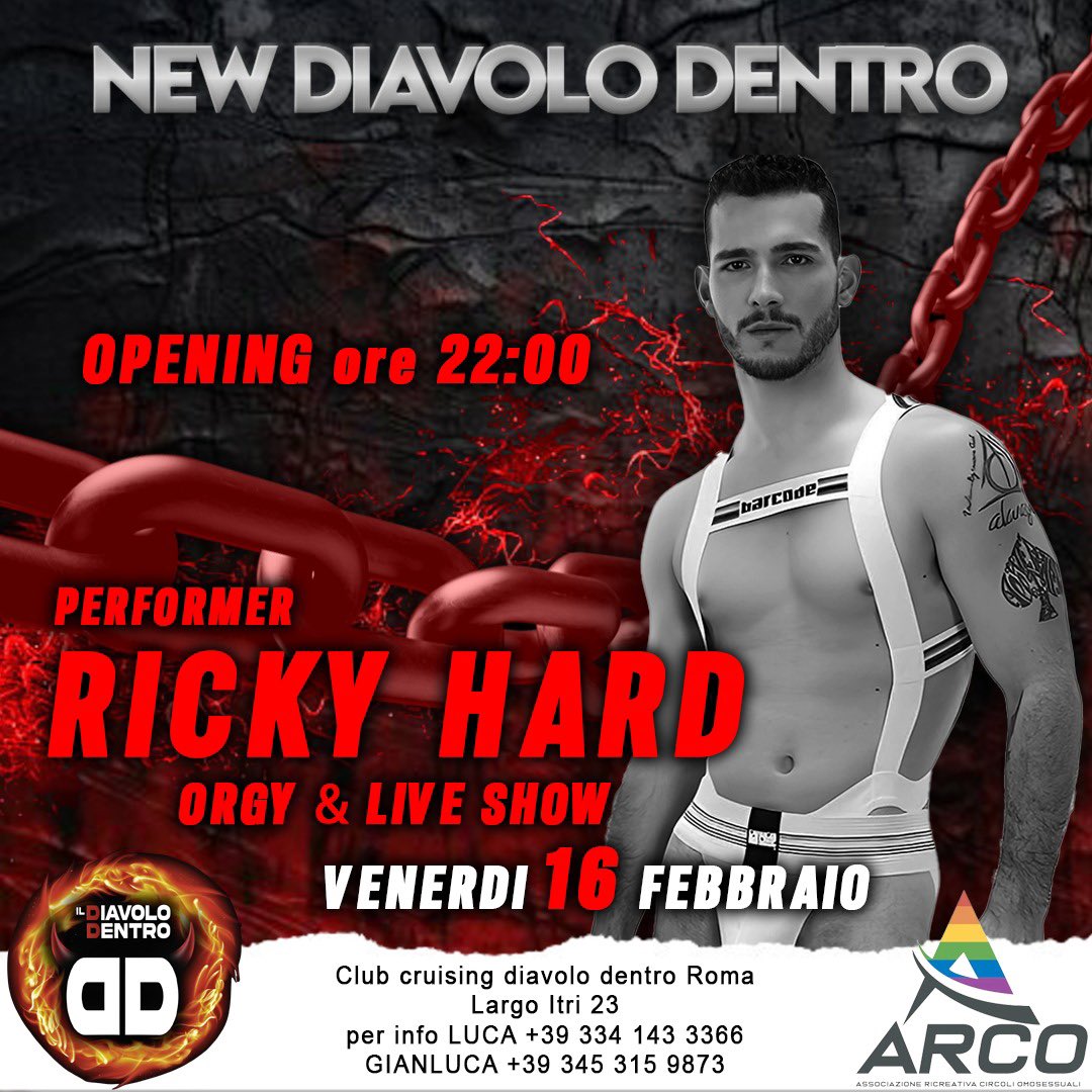 Per la prima al club NEW DIAVOLO DENTRO IL PERCORMER Ricky Hard direttamente dalla Spagna <a href="/AlexCimarelli/">alessio cimarelli</a> <a href="/xxrickyhardxx/">Ricky Hard (Barcelona 13-20th Jan)</a>