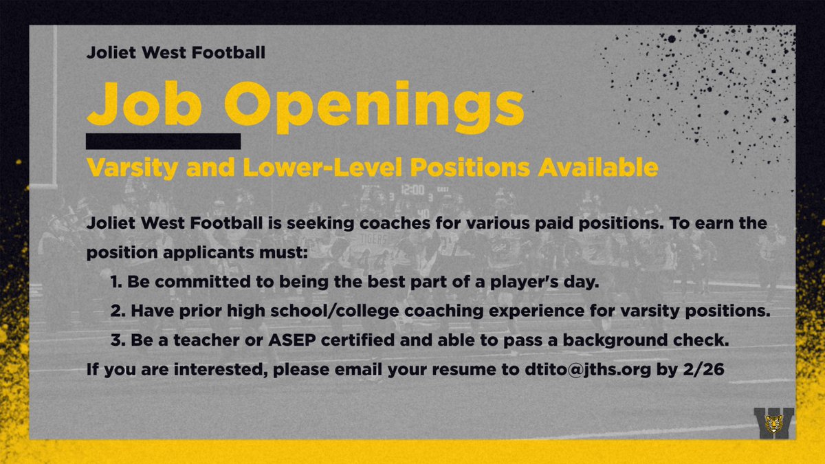 Looking for coaches who are interested in providing players a positive experience and preparing them for life after high school.