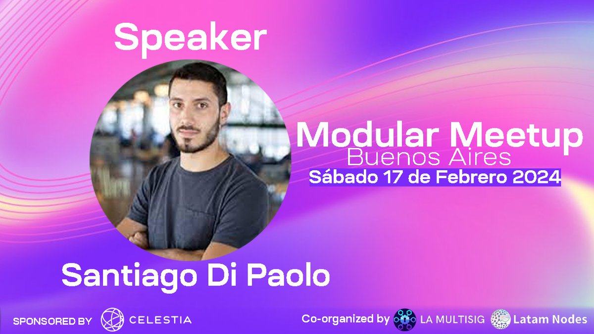alquimia_hub's tweet photo. 📣 @SantiDiPaolo es speaker del #ModularMeetup 🧱
Santi es economista y es el co-founder de
@PolFinance_, un equipo enfocado en proporcionar soluciones innovadoras para los aspectos financieros y económicos de los protocolos de Web3 🐇
¡Gracias por sumarte! 🤝 https://t.co/c8yWFz0wqX