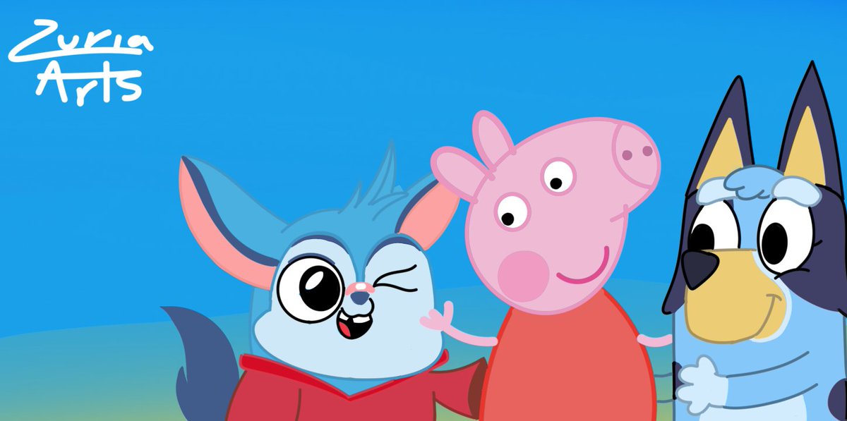 Zayu_Maxlly's tweet photo. A chinchilla, a pig and an Australian shepherd dog (Heeler)

#blueytwt #bluey #blueyart #dog #peppapig #chipchilla #chinchilla #pig #crossover #furry https://t.co/QkJa20AfIR