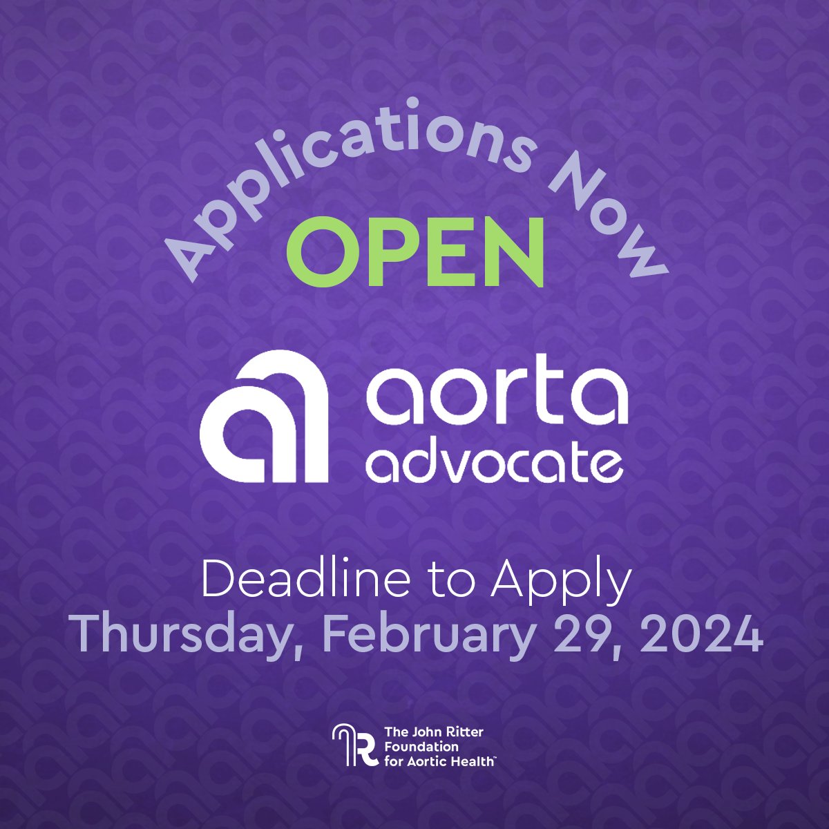 Now accepting applications for the 2024 class of Aorta Advocates! Aorta Advocates are trained volunteers who have personal experience with thoracic aortic aneurysm and dissection. Apply to become an Aorta Advocate at the following link. johnritterfoundation.org/advocate-appli… #AortaAdvocate