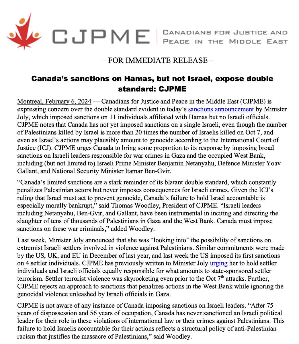 Canadians for Justice and Peace in the Middle East tweet media