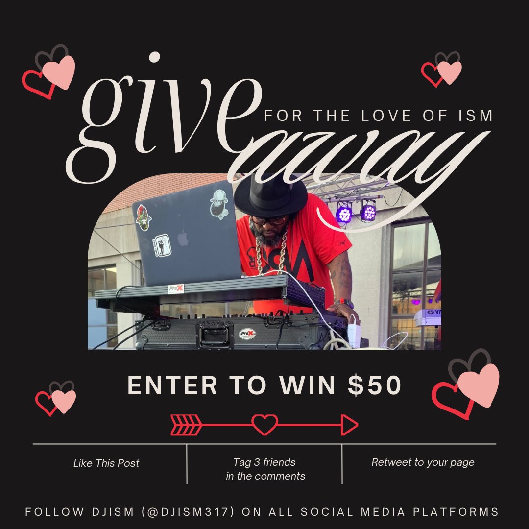 🚨 $50 GIVEAWAY 🚨

Do you love winning money 💵 ? Great! For The Love ❤️ of iSM Valentine’s Day Giveaway
1. Like this post
2. Tag 3 friends
3. Share
Winner selected 2/14. Good luck!
ㅤ
#djism317 #giveaway #facebook #instagram #twitter #valentinesday #like #comment #share