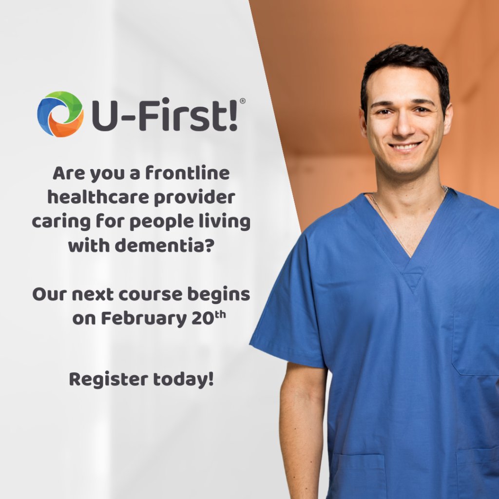 Are you a frontline healthcare provider? Increase your skills in caring for people with dementia by completing the Alzheimer Society of Ontario’s U-First!® asynchronous online course. The next course begins on February 20th. Register by February 19th: bit.ly/3Yj7wZA