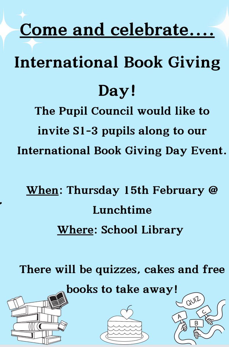 The Pupil Council would like to invite S1-3 pupils to this special book event next Thursday in the library📚📖🤩 @HillheadHS