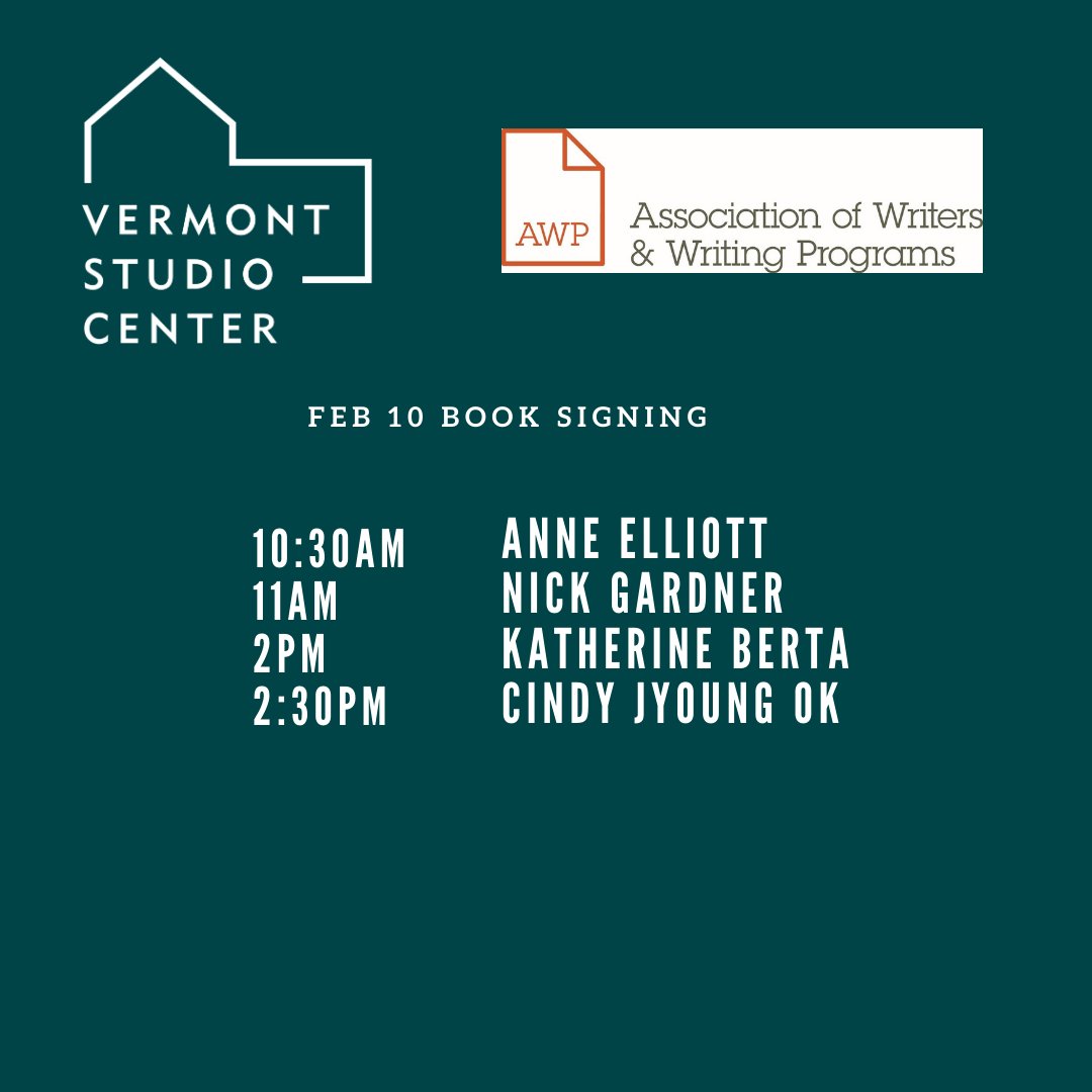 vtstudiocenter's tweet photo. Join VSC at AWP - Booth #1438 - Feb 8, 9, 10 for author book signings. We have a great line up for you!
@awpwriter
#awpwriter #writers #poetry #vermontstudiocenter #booksbooksbooks! #readingisgoodforyoursoul https://t.co/cVCJLnOPFc