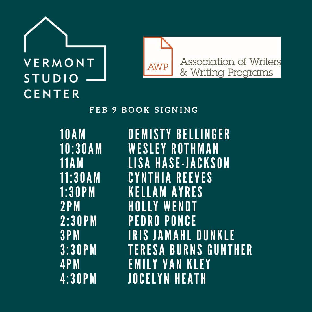vtstudiocenter's tweet photo. Join VSC at AWP - Booth #1438 - Feb 8, 9, 10 for author book signings. We have a great line up for you!
@awpwriter
#awpwriter #writers #poetry #vermontstudiocenter #booksbooksbooks! #readingisgoodforyoursoul https://t.co/cVCJLnOPFc