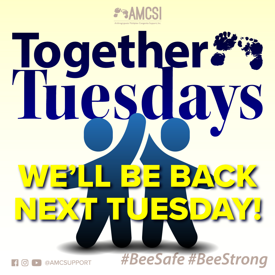 amcsupport's tweet image. Join us &amp;gt;&amp;gt;NEXT&amp;lt;&amp;lt; Tuesday for Together Tuesdays Live! 🌟💙🎉💙

📆 Date: Tuesday, February 13th!
⏰ Time: 9:00 pm EST
📍 Where: facebook.com/AMCSUPPORT

Hashtags:
#AMCSI #TogetherTuesday #SupportAndConnect #AMCawareness #AMCstrong #Inclusion #Acceptance #Advocate #Arthrogryposis