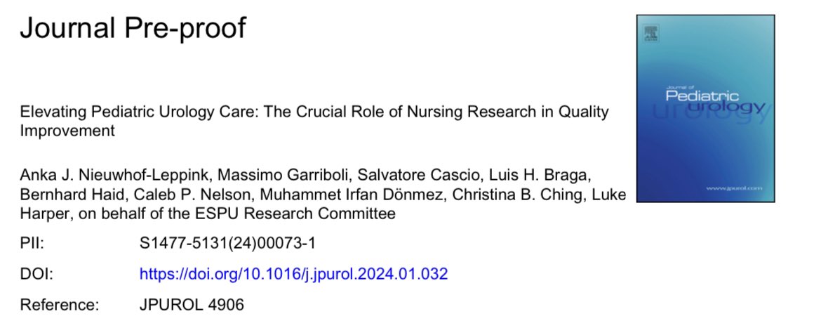 An important step towards increasing awareness on research by pediatric urology #nurses @jpurology by @ESPU_RC @ESPUorg @ANewcourt @MGarriboli @lukha33 @LuisHPBraga @TinyPeePeeMD @m_irfandonmez @bernhardhaid @ChristinaChing9