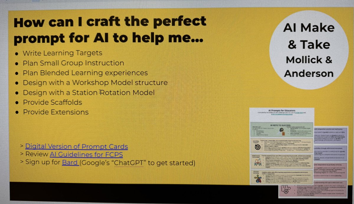 Mel Mollick (@melmollick) on Twitter photo At this month’s faculty meeting, we will make and take “keys to success” for using AI. We engineered prompts to support designing high-impact instructional strategies. T’s will take the strategies they want to use and make their own keyrings. <a href="/HolmesMS_FCPS/">Holmes MS-FCPS</a> #fcpssbts #fcpsaart At this month’s faculty meeting, we will make and take “keys to success” for using AI. We engineered prompts to support designing high-impact instructional strategies. T’s will take the strategies they want to use and make their own keyrings. <a href="/HolmesMS_FCPS/">Holmes MS-FCPS</a> #fcpssbts #fcpsaart