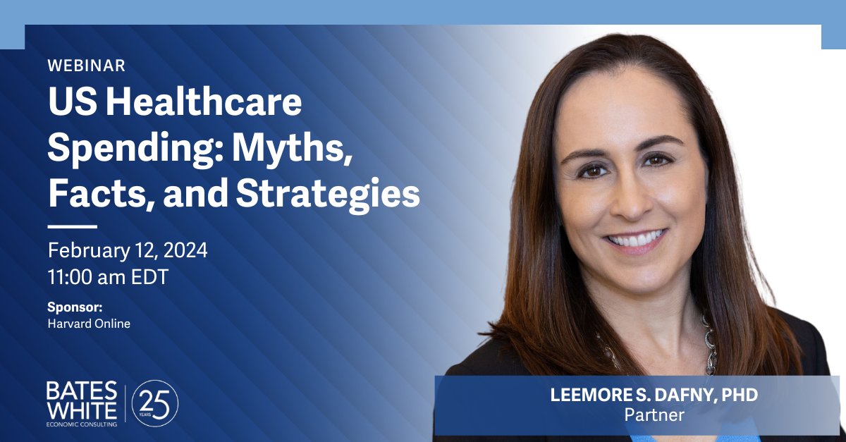 On February 12, Partner Leemore Dafny will speak on the @Harvard Online panel, “US Health Care Spending: Myths, Facts, and Strategies.” Dr. Dafny will address US spending trends, challenges, and more. Learn more and register: ow.ly/MCug50Qykgz #antitrust #healthcare