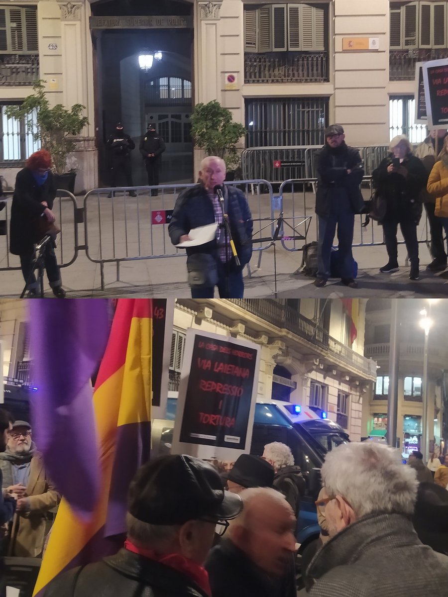 carlesestapecot's tweet photo. L'amic Antonio Rodríguez ha intervingut avui a la concentració davant la comissaria de Via Laietana.
Alguns mataronins l'hem acompanyat.
Dignitat i memòria per les persones represaliades!
Aquesta és una gran #LluitaCompartida 
#VL43 ha de ser un centre d'interpretació i memòria. https://t.co/Sq3FF8CJHu