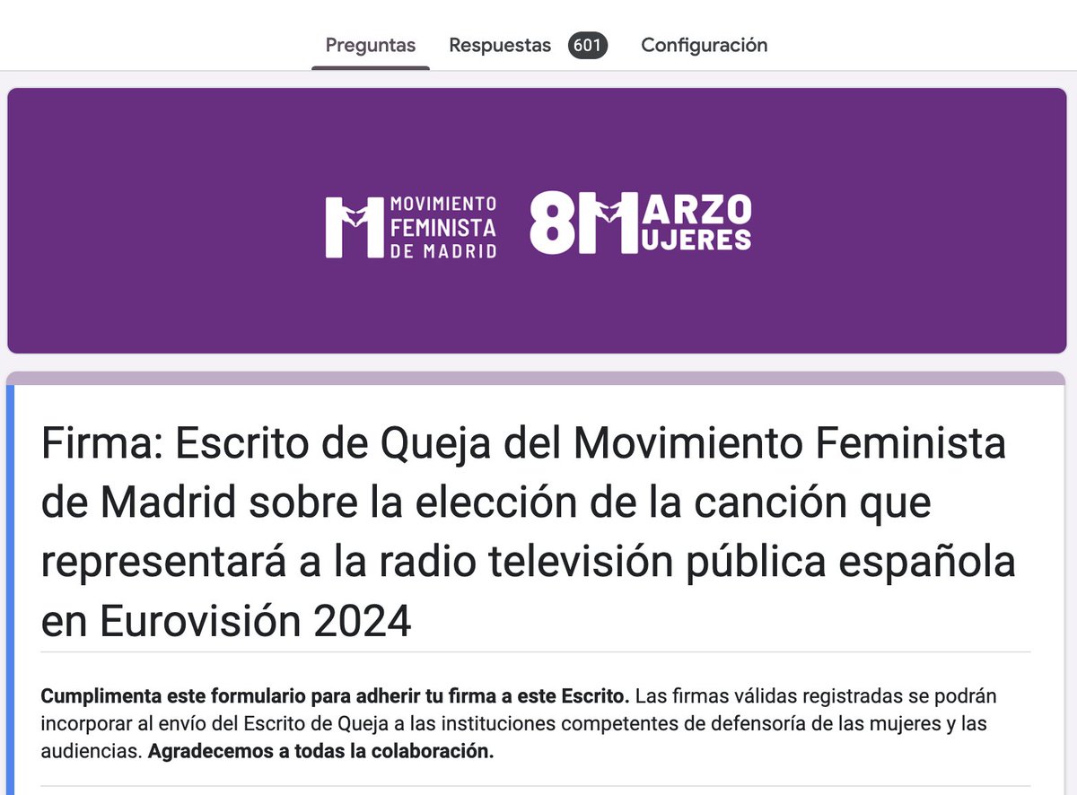 MovFemMad's tweet photo. 600 firmas en 24h. al escrito de queja del @MovFemMad por la elección para #Eurovision2024.
@sanchezcastejon @IgualdadGob @rtve, somos mujeres libres, no "zorras empoderadas", y el insulto machista no se "resignifica", NO SE TOLERA‼️ 
Puedes firmar aquí: https://t.co/dSAX10YJel https://t.co/Rb8YMpmVSB