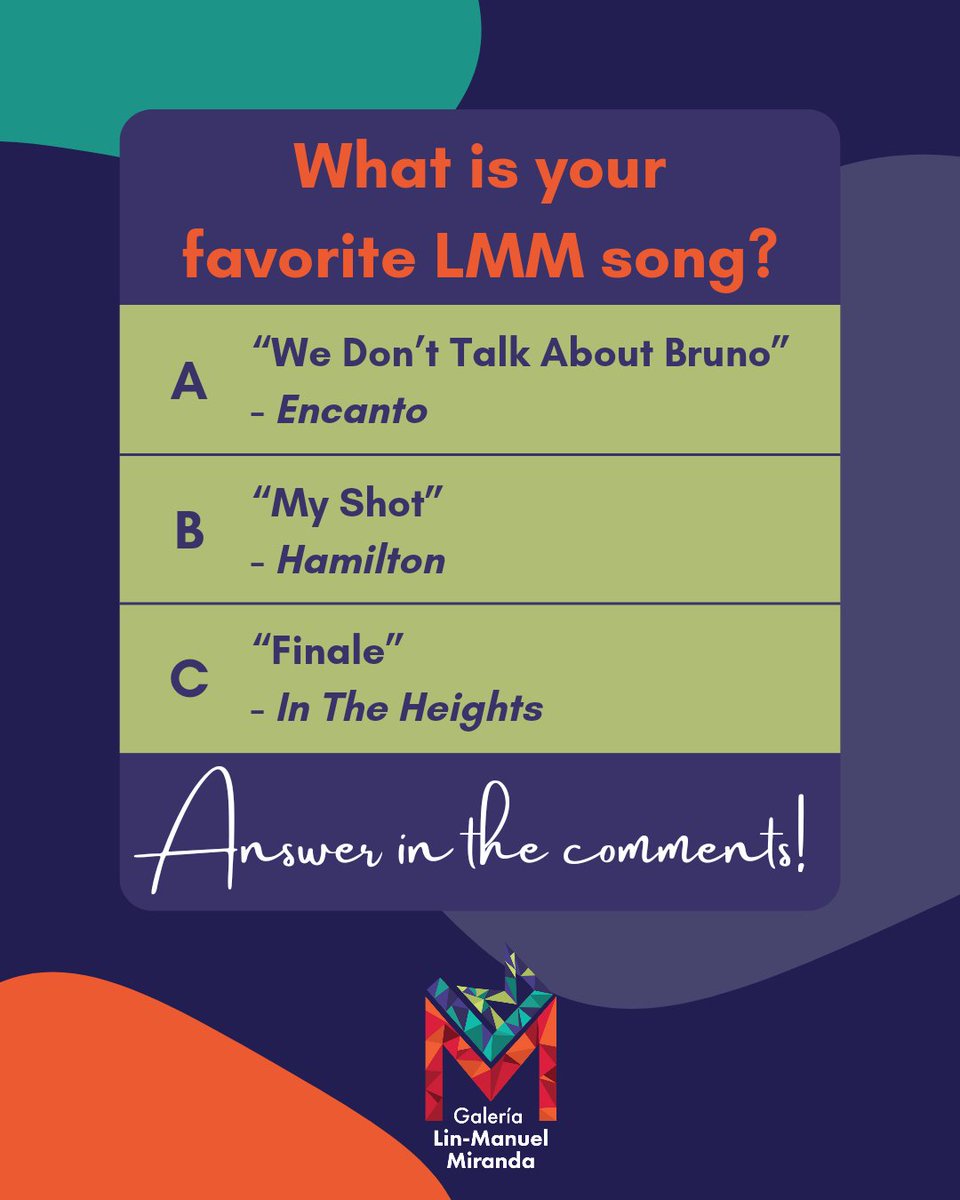 ✨️ It's #TriviaTuesday ! Let's have fun and share in the comments 👇🏼 ¡We want to know your favorite song and why you like it! #LinManuelMirandaGallery #GaleríaLinManuelMiranda #linmanuelmiranda