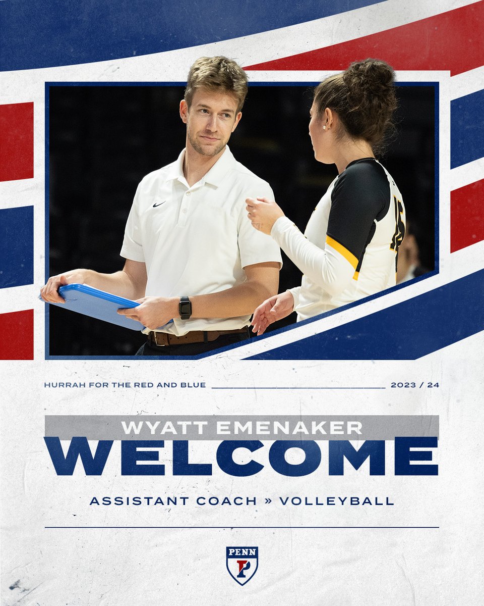 Excited to welcome Wyatt Emenaker to our coaching staff as an assistant coach! Staff complete...LET'S GET ROCKIN'!

📰 bit.ly/3SrEnsJ

#FightOnPenn 🔴🔵🏐