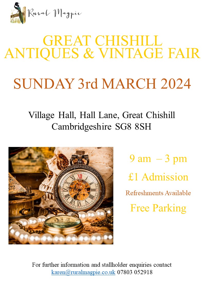 Our first Antiques Fair of 2024 at Great Chishill, South Cambridgeshire on 3 March