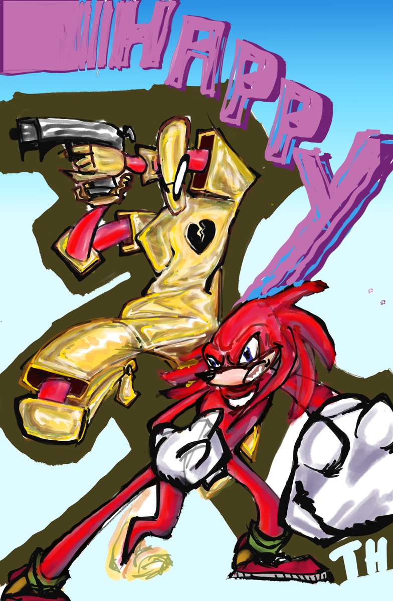 FrankPepiArt's tweet photo. Off time and a lil messy, but I still had to pull through for my boy's 30th! Both of em! #Scudis30 #Scud30th #Knuckles30th @RobSchrab https://t.co/Q93fAAFhxW