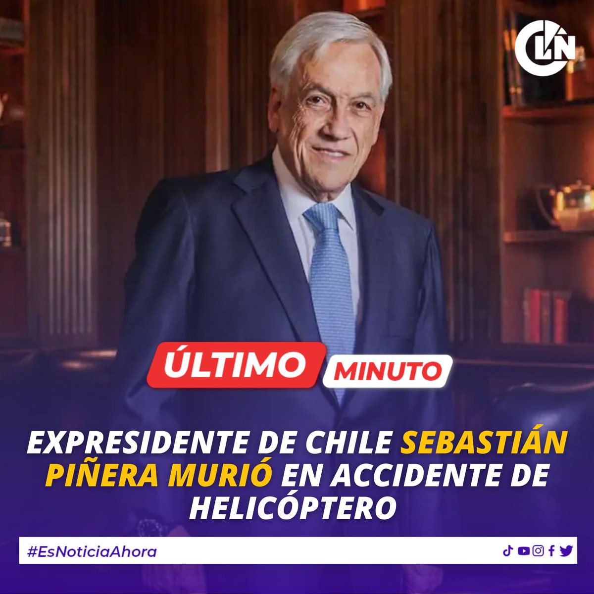 Latina_Noticias's tweet photo. 🔴#ÚLTIMO | Expresidente de Chile, Sebastián Piñera, murió en accidente de helicóptero.

Más información en: https://t.co/oKAOYR1uPH https://t.co/ANKDByURnH