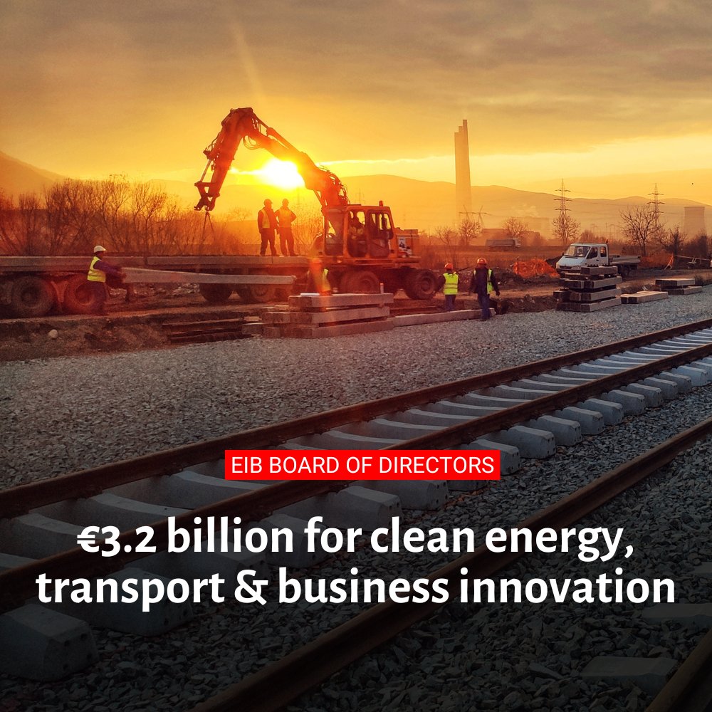 Our Board of Directors meeting approved €3.2bn of new clean energy, transport & business innovation financing to boost the energy transition, support business investment & enhance sustainable transport with projects across Europe, Africa & Latin America 👉bit.ly/3uyGAKR