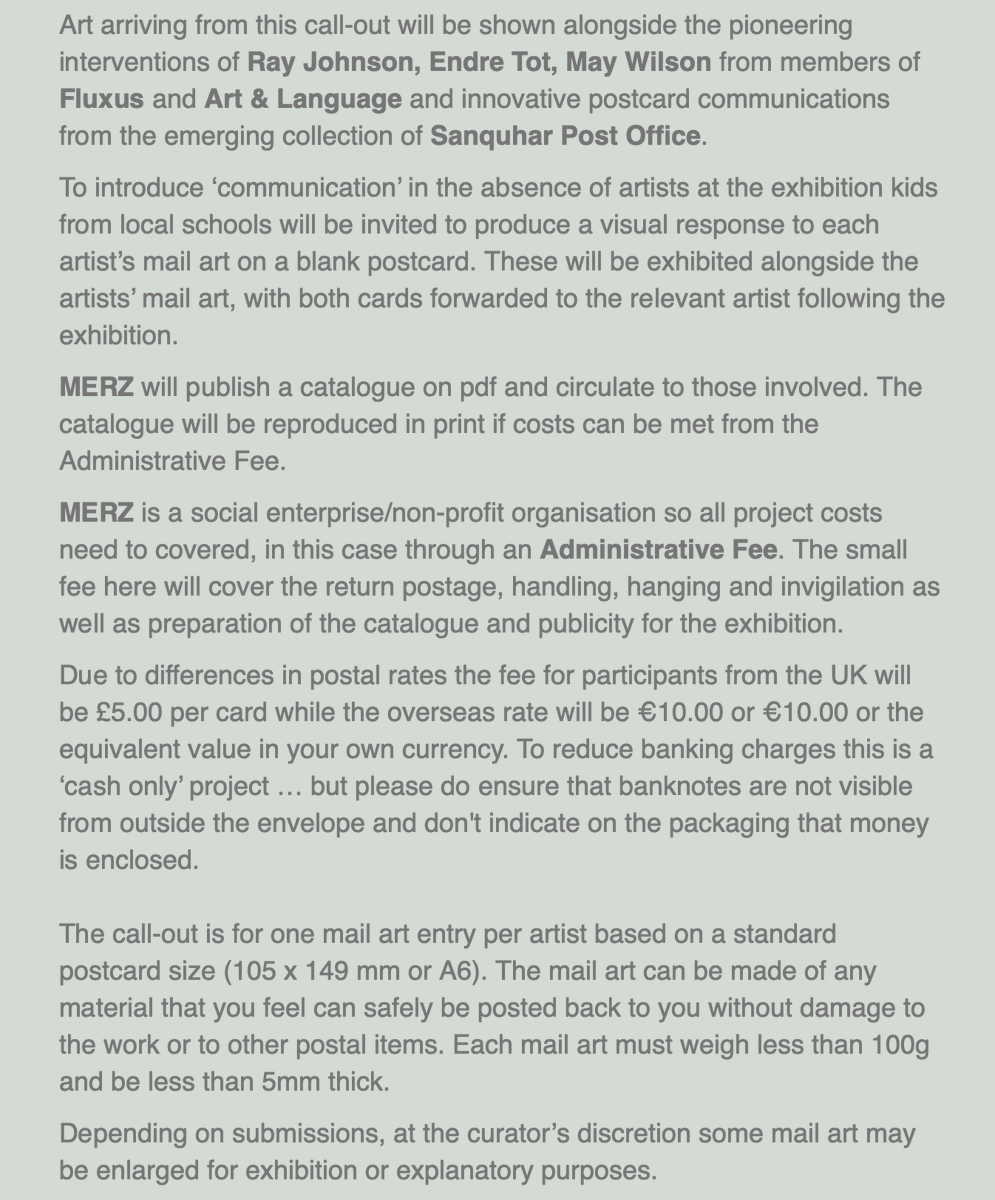 brightwell08's tweet photo. Call-out for mail art from the indefatigable Dave Rushton, impresario of the Schwitters-inspired Merz Gallery in Sanquhar, Scotland https://t.co/I1j8SNJAcZ