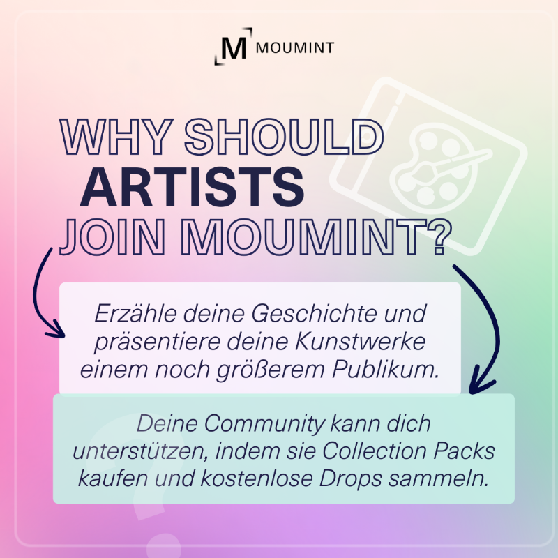 moumint's tweet photo. Erzähle Geschichten durch deine Kunst mit Moumint.
Deine Community kann deine Collection kaufen oder GRATIS Drops ergattern! Sie unterstützen deine Kreativität und können sogar Golden Plates deiner Kunst erhalten. Ist das nicht großartig?
#MoumintPartner #ApplicationOpen