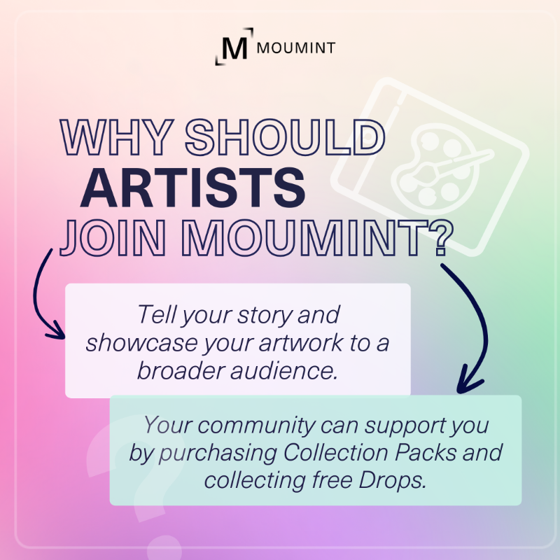 moumint's tweet photo. Erzähle Geschichten durch deine Kunst mit Moumint.
Deine Community kann deine Collection kaufen oder GRATIS Drops ergattern! Sie unterstützen deine Kreativität und können sogar Golden Plates deiner Kunst erhalten. Ist das nicht großartig?
#MoumintPartner #ApplicationOpen