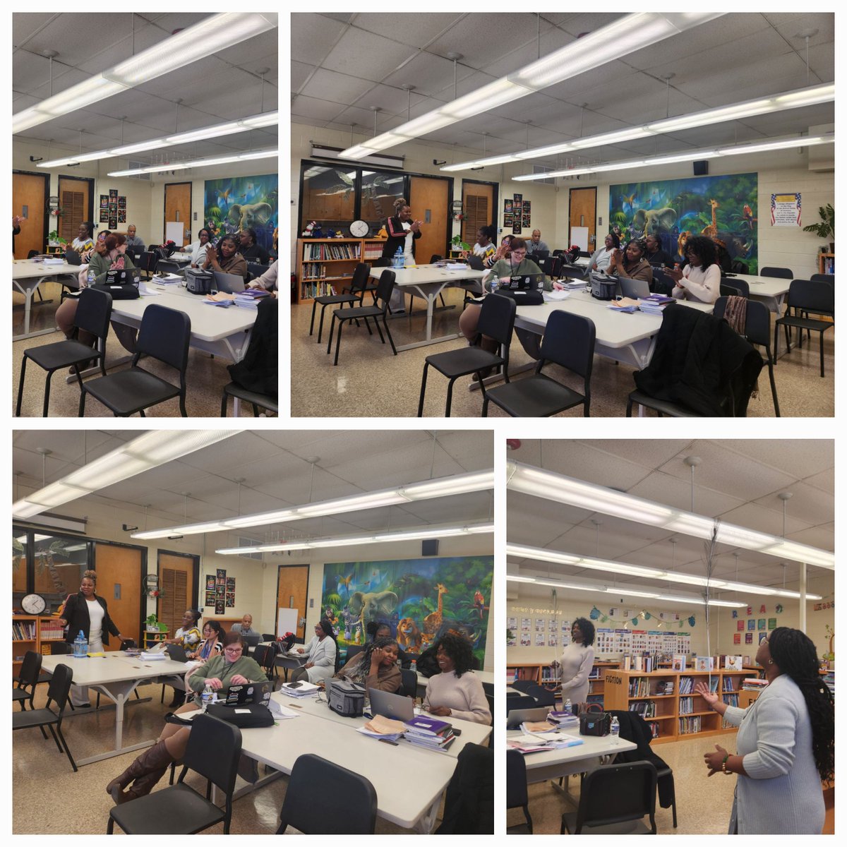 EsAllenwood's tweet image. Math Central Office staff working with Allenwood staff K-5 Math Team! #AESCOMMUNNITYROAR #SEEusROAR #Learningwalk #TeamMath