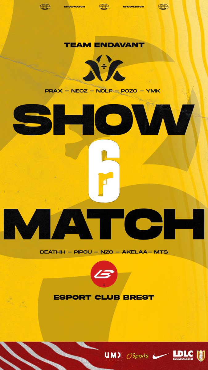 💣 | #RainbowSixSiege
SHOWMATCH ce soir contre @ECBrest.

Nous avons mis l'affiche à nos couleurs, et on sait déjà pourquoi.

⏲️ 20H30
⚔️ BO3
🆚 @ECBrest
Merci à <a href="/Epsii_R6s/">Epsii</a> pour le cast 🎥 twitch.tv/epsiiiiiii

#WeAreNDV 💛❤️