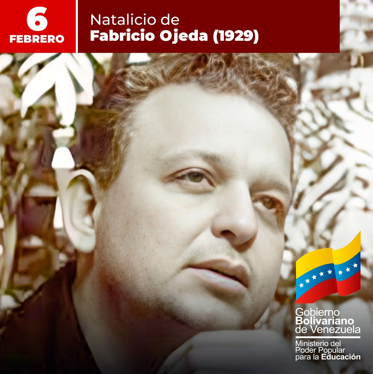 A 95 años del natalicio del revolucionario Fabricio Ojeda, insigne patriota que dirigió la rebelión popular del 23 de Emero. Hoy, honramos su vida y lucha. 

<a href="/NicolasMaduro/">Nicolás Maduro</a> 
@MPPEDUCACION