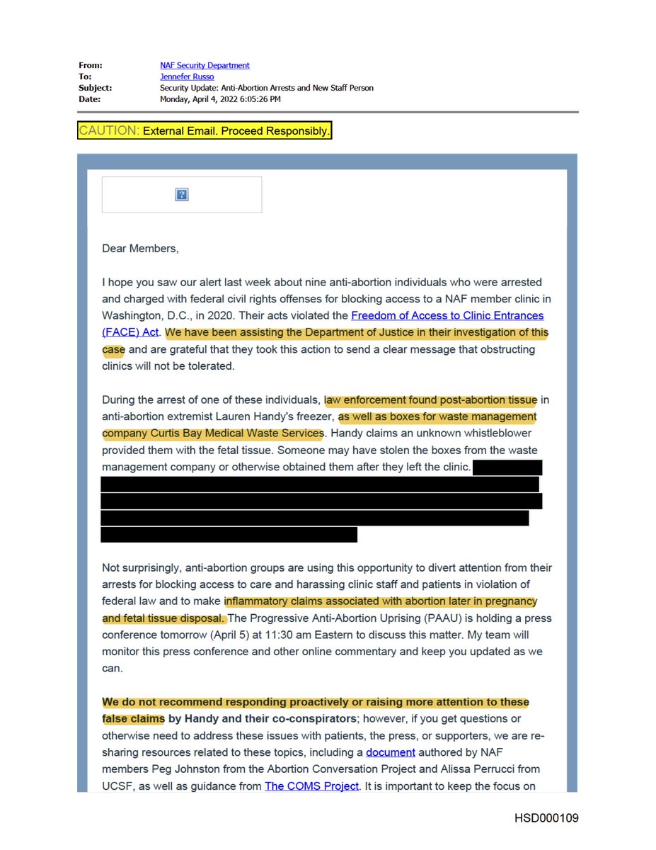 daviddaleiden's tweet photo. 🚨BREAKING: Public records emails show @NatAbortionFed "assisting" @TheJusticeDept in case involving bodies of 5 late-term babies aborted at 3rd trimester NAF clinic in DC.

Is NAF behind DOJ's new push to DESTROY the bodies, and cover up evidence of infanticide at a NAF clinic? https://t.co/QerdBUwbpj