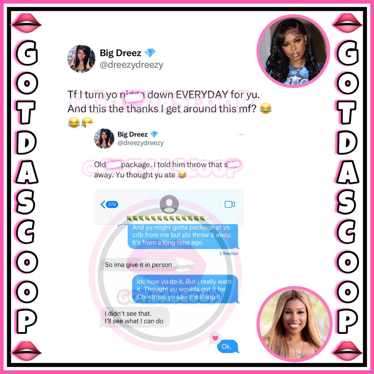GotDaScoop's tweet photo. Chile Deion Sanders daughter Deiondra Sanders over there subbing back and forth with Dreezy over Jacquees 👀😩 https://t.co/j9y2gYVqGD