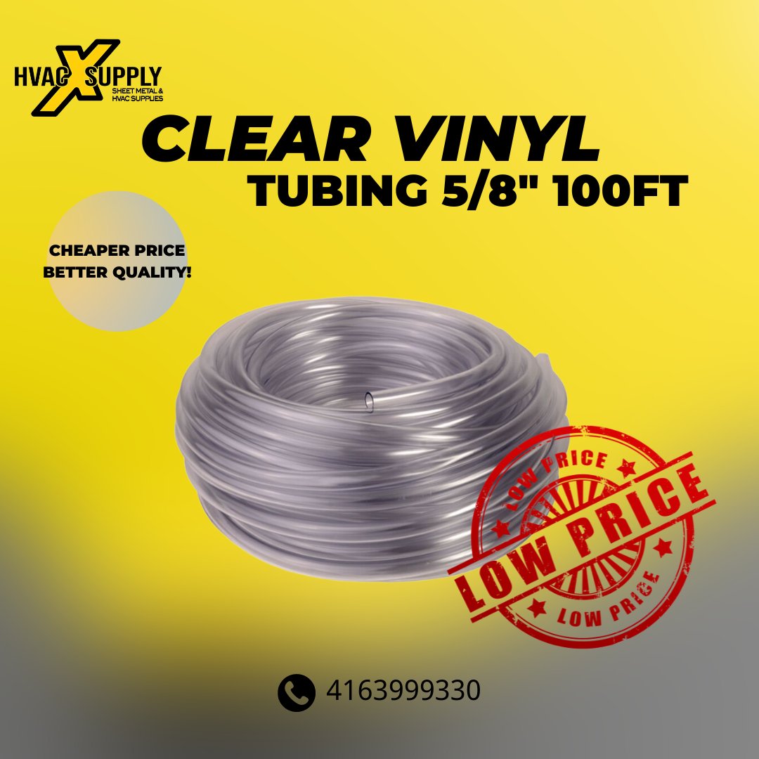 🚨 Lowest Price Alert! 🚨 #HVAC pros in Canada, get your CLEAR VINYL TUBING 5/8' 100FT at an unbeatable price! 💲 Quality supply at a low cost! Call us at 4163999330 to order. #HVACXSupply #CanadaHVAC #DealOfTheDay