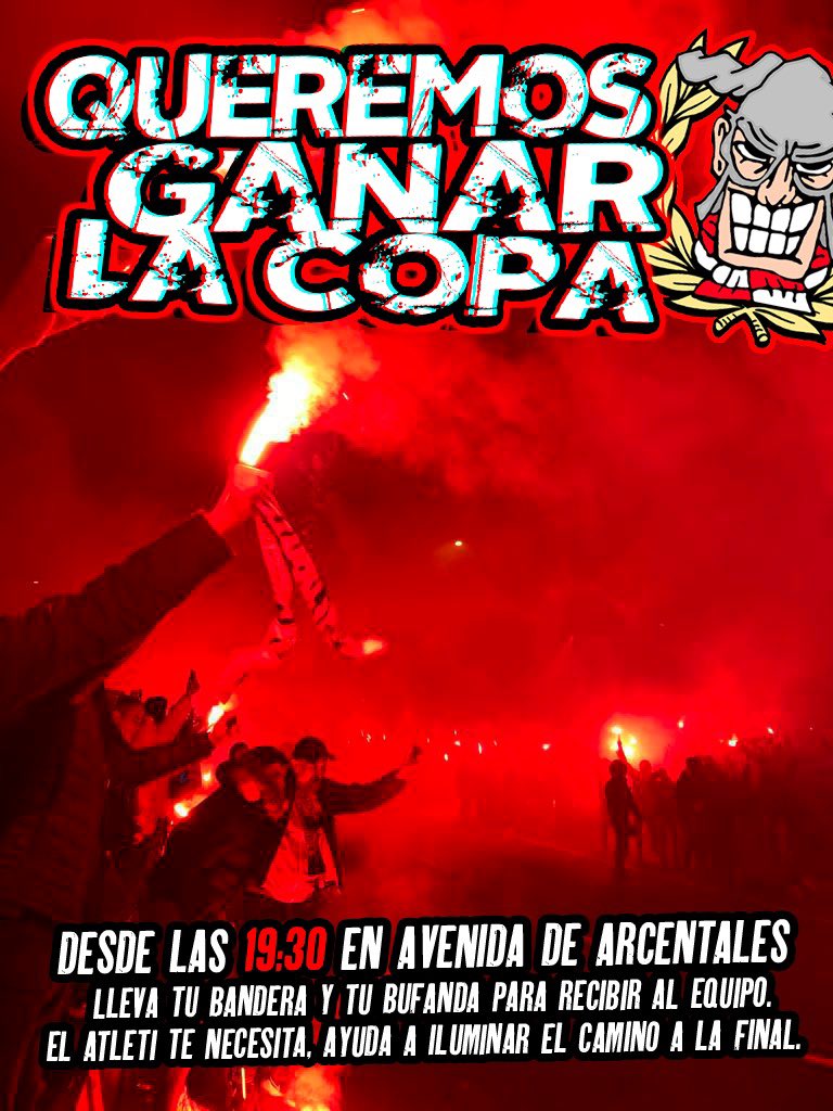 El primer gol, lo metemos nosotros.

Mañana TODOS a Arcentales.

¡Iluminemos al Atlético de Madrid!

#QueremosGanarLaCopa