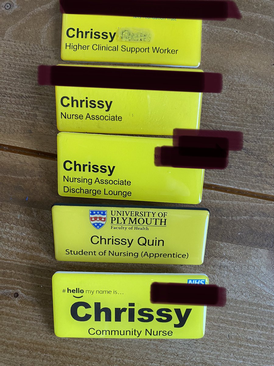 Started as a Nursing assistant in the community in 2003…. A few jobs in between… and now Back to the same team in 2024 as an NQ RGN and loving it!! 🥰🥰🥰 ( a few badges from along the way) #nurse #workedhard #communitynursing