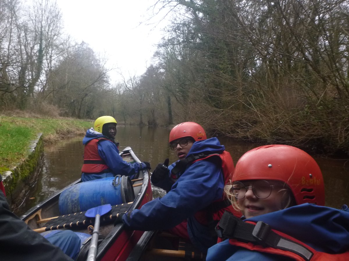 We have been canoeing down a canal today! We worked incredibly well as a team to put our boats into and out of the water. We made sure to help each other along the way - especially when we got stuck under some very low bridges!