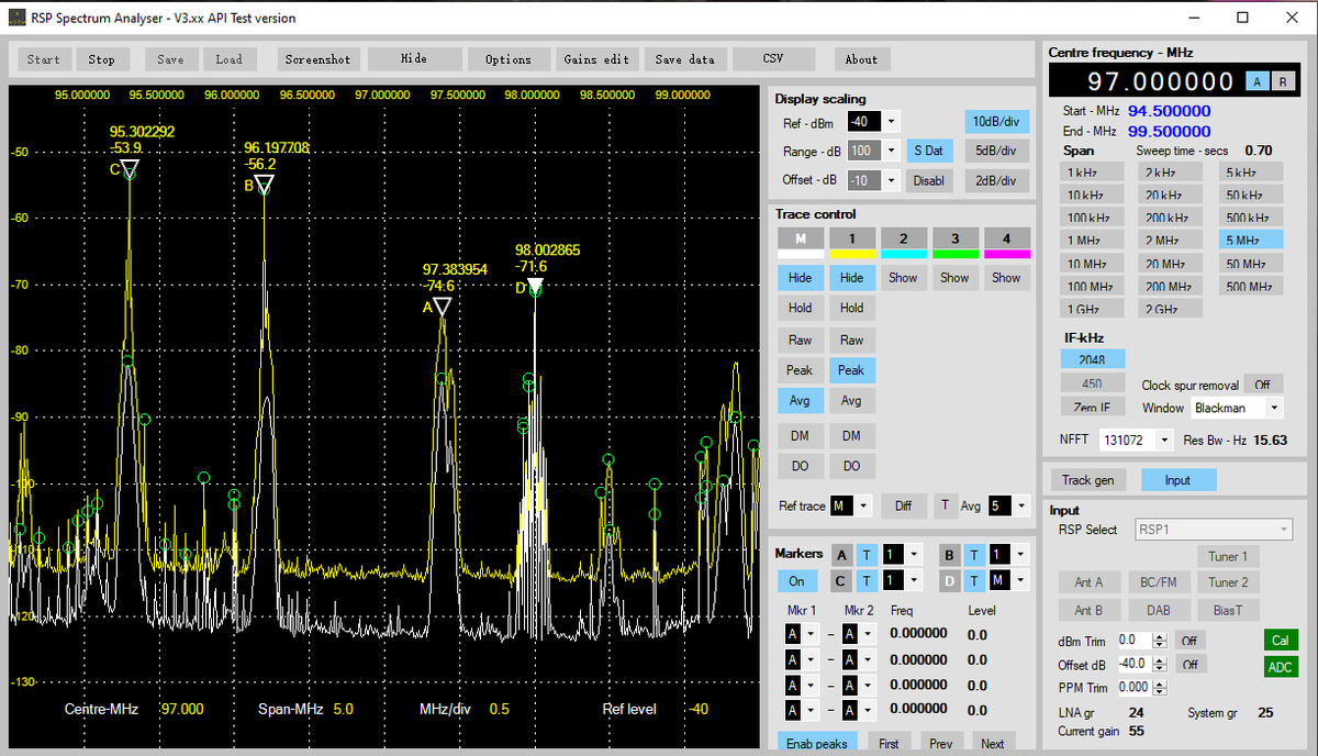 bd7pa's tweet photo. The spectrum software produced by SDRplay has a good experience and is recommended to be tried. URL: https://t.co/1E5mfxHRAi #sdr #sdrplay #ham #hamradio #spectrumanalyser https://t.co/OwQfU9Clxc