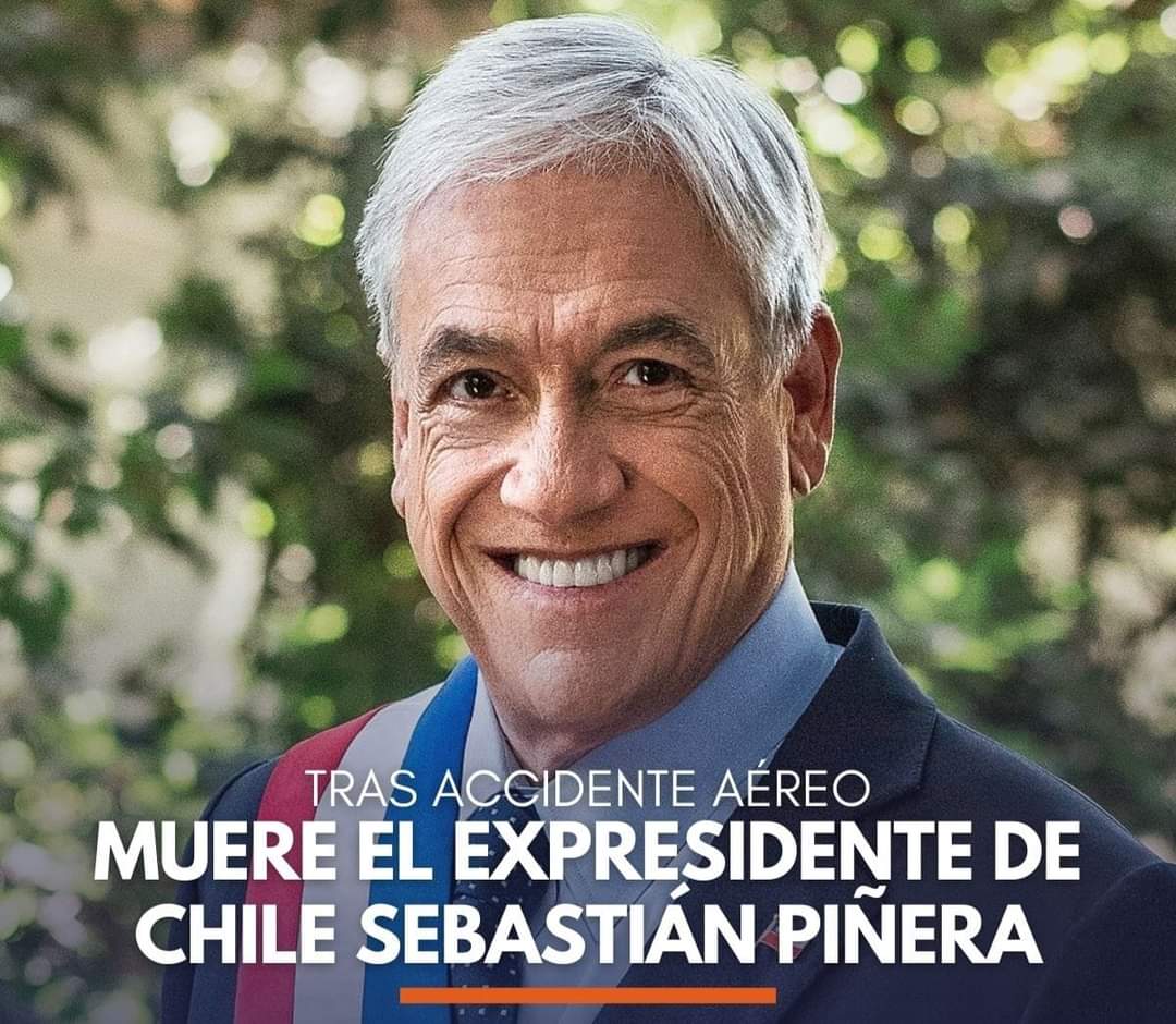 MishkiShimiInf1's tweet photo. #informaciónAlDía 

#Chile |🚨 #URGENTE | El expresidente Sebastián Piñera, de 74 años, viajaba en un helicóptero que se accidentó en la localidad de Lago Ranco. La aeronave despegó en medio de una jornada de lluvia, y tras unos minutos perdió la sustentación y cayó. https://t.co/iOWayNn49t