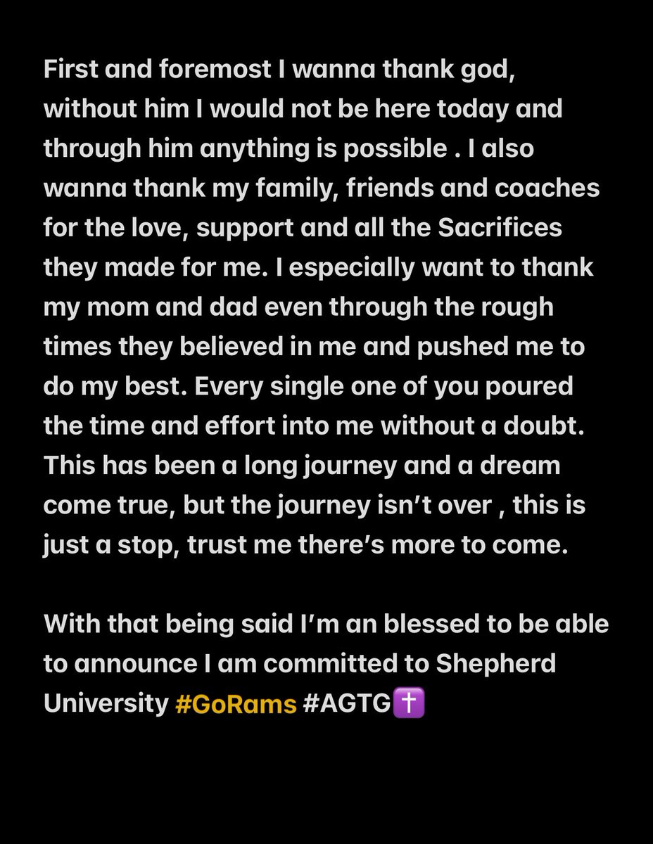 100% Committed to Shepherd University #AGTG #GoRams
<a href="/Coach_bjones44/">State Champ Jones</a> <a href="/ReggieWhite90/">Reggie White ΦΒΣ ETA🤘🏾🤘🏾🤘🏾 9-0</a> <a href="/WearemilfordFB/">Milford Mill Millers</a> <a href="/SURamsFootball/">Shepherd Football</a> <a href="/coach_logan/">Coach R. Logan Williams</a> <a href="/CoachLukeWright/">Luke Wright</a>