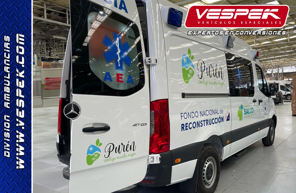 Vespek_'s tweet photo. Equipo #Vespek 🏆Entregando Nueva #Ambulancia de Avanzada🚑 @mercedesbenz_cl New Sprinter 417 Euro 6, 10.5 m3 4x2. Proyecto @MuniPuren  y su comunidad 🤝. Amplio módulo sanitario y espacio interior, gracias a su configuración de seguridad V10-G 🥇🇨🇱
@spencer_ems @wheleneng 🚨 https://t.co/aEFlCiEDfQ