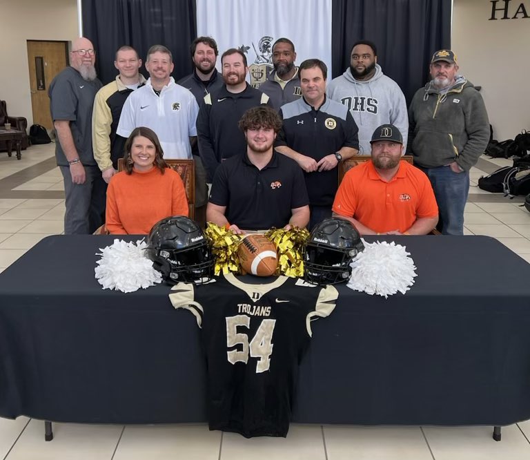 Big day for Dyersburg Trojan Football! Congratulations to these players for signing to continue their football careers at the collegiate level: Will Middlebrook (Bethel University), Nathan Paschall (Georgetown College), and Jaylen Caldwell (Culver-Stockton College).