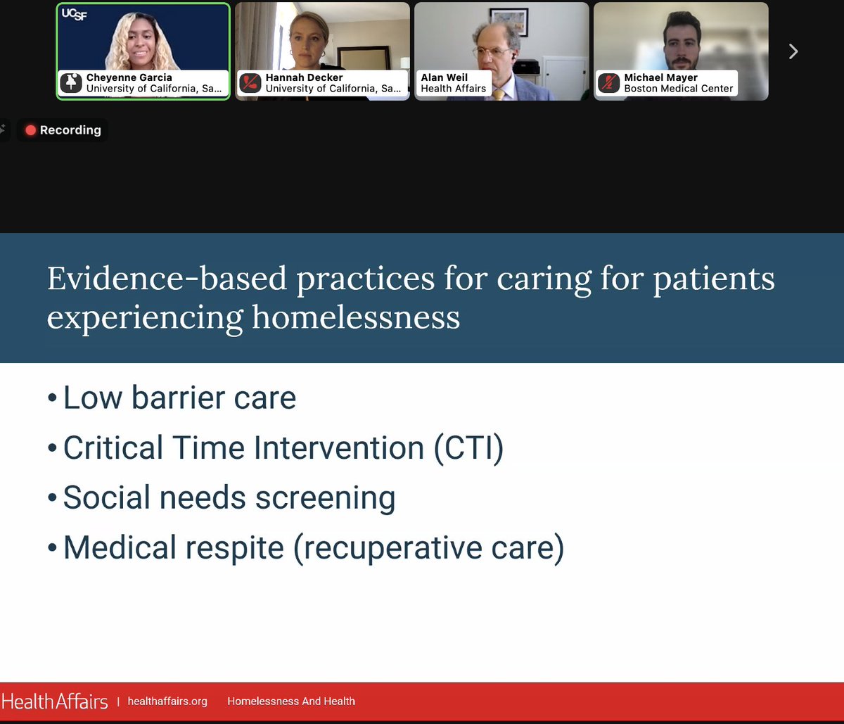 👏👏👏 loved hearing @cheyennemgarcia's overview of homelessness & health written with @KellyMDoran & @MKushel, featuring evidence-based practices for caring for people experiencing homelessness. @ucsfbhhi