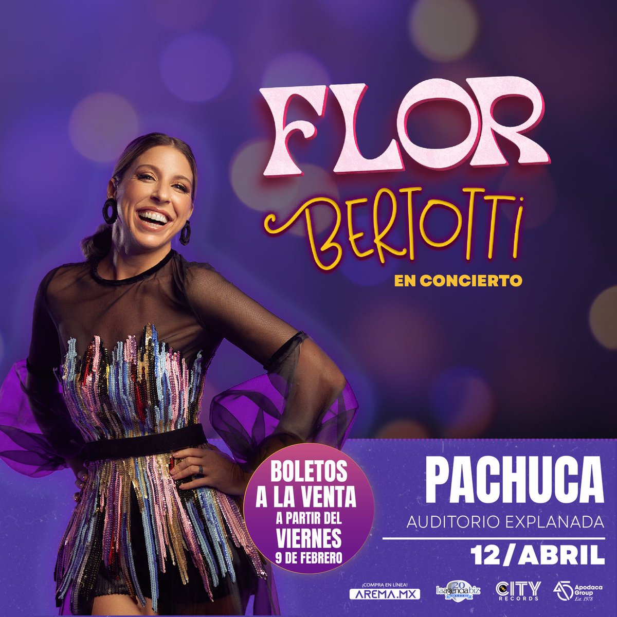 Preparen sus Flores Amarillas porque Flor Bertotti llegará el 12 de Abril al Auditorio Explanada de Pachuca 🌻 @florbertottiok 🌻 Boletos a la venta a partir del 9 de Febrero a través de Arema Tickets
