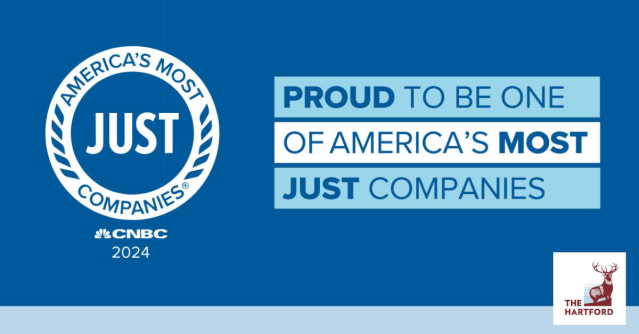 We’re honored to be featured as a #JUST100 leader, demonstrating what it means to support our employees, customers and communities. #AmericasMostJUST ms.spr.ly/6007ifc1d #IWork4TheHartford bit.ly/3SMk6Q2